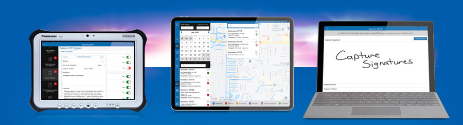 Streamline Inspections shown here on Windows Tablets and iPad